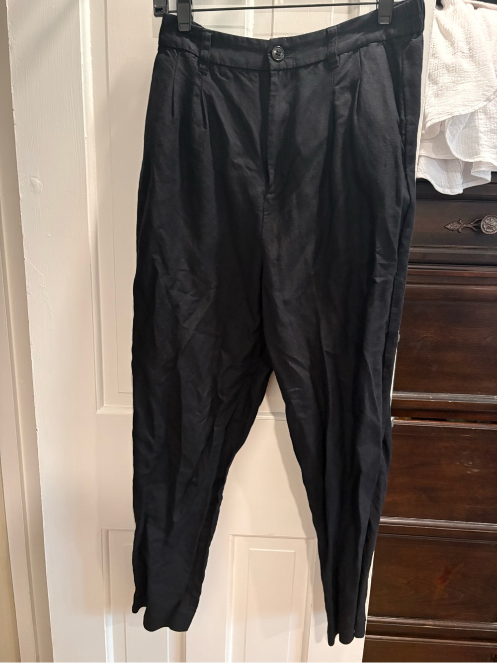 Madewell Linen Blend Pleated Black Pants